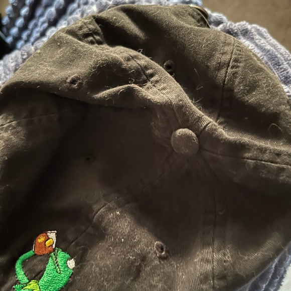 Kermit the Frog (embroidered) One Sz Fits Most Black Cotton Cap, Adjustable - Picture 2 of 4